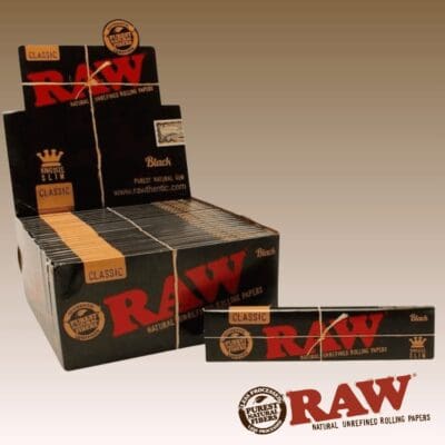 RAW | BLACK NATURAL UNREFINED ARTISAN ROLLING PAPERS KING SIZE SLIM