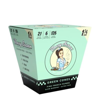 Blazy Susan | Green 1 1/4 Fine French Paper Pre-rolled Cones | 6Pk